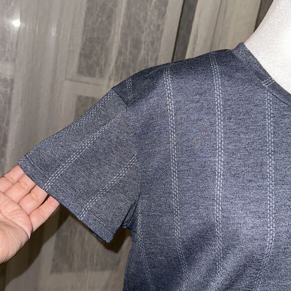 Nike M Indigo Blue White Triple Interrupted Vertical Stripe Short Sleeve Tee - Picture 5 of 9